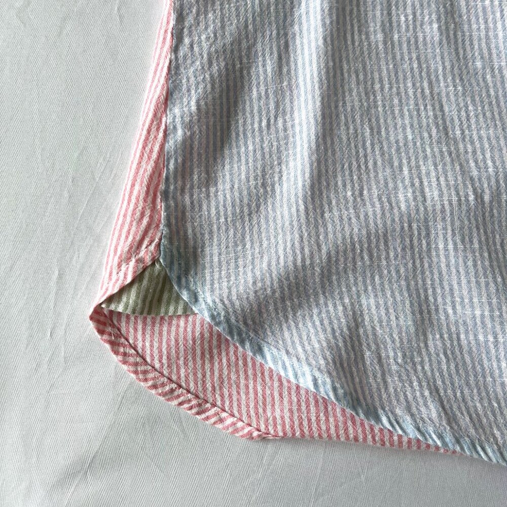 Japna Pinstripe Pastel Colorblock Cotton Button Down Shirt - Size S - Picture 4 of 9